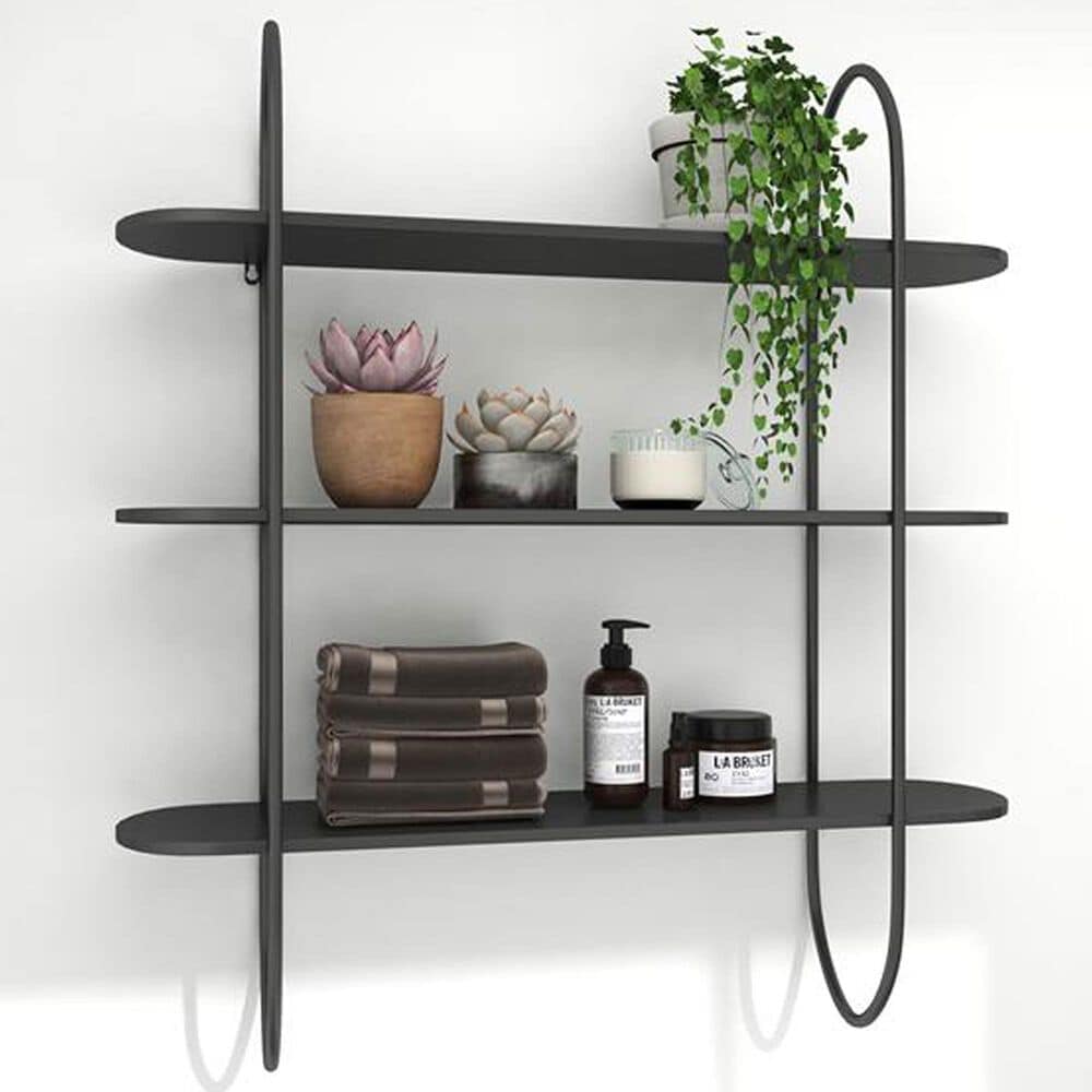 Maple and Jade 28&quot; Wall Shelf in Matte Black, , large