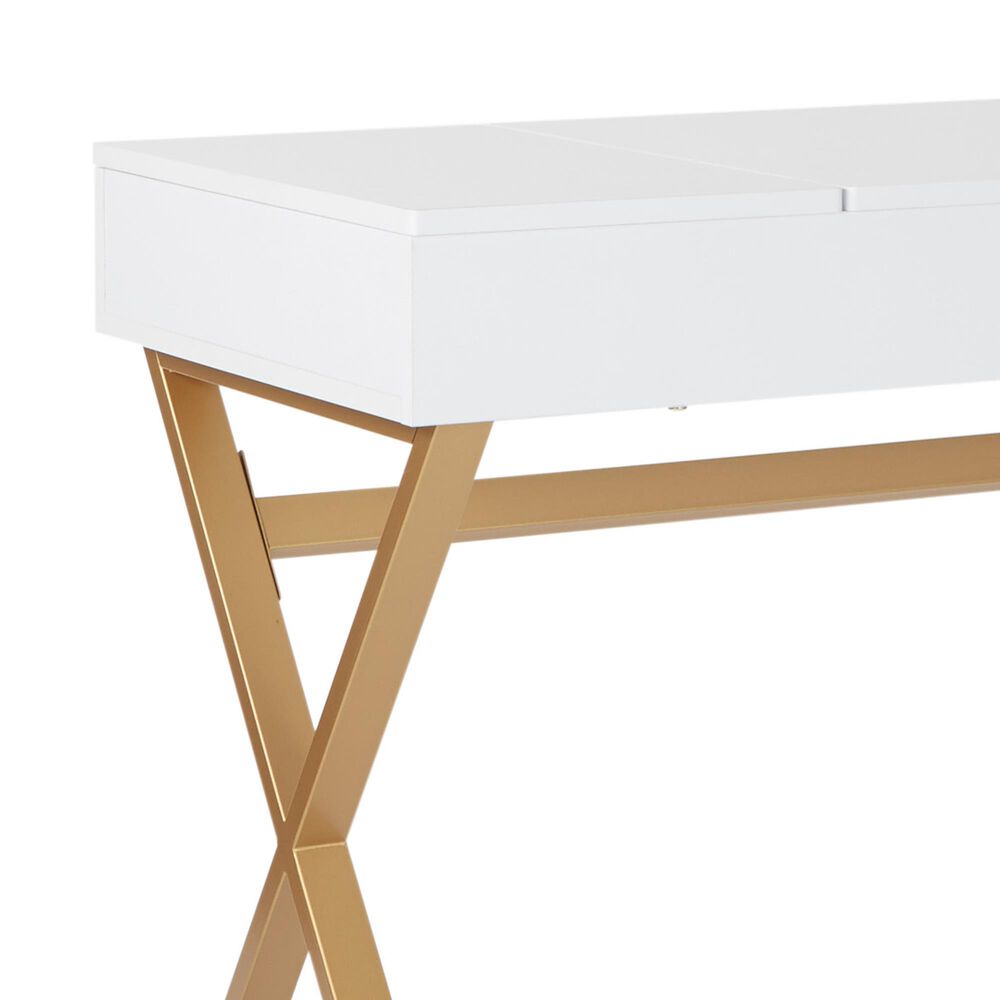Valor Living Juliette Vanity Desk Only in Bright White and Gold, , large