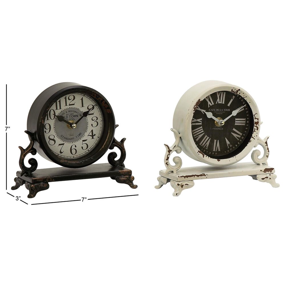 Maple and Jade 7&quot; x 7&quot; Table Clock in Black and White &#40;Set of 2&#41;, , large