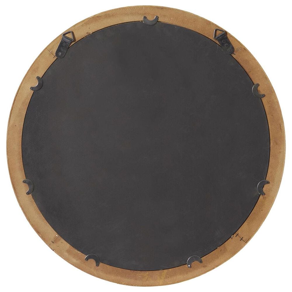 Maple and Jade 24&quot; Round Wood Wall Mirror in Natural Brown, , large