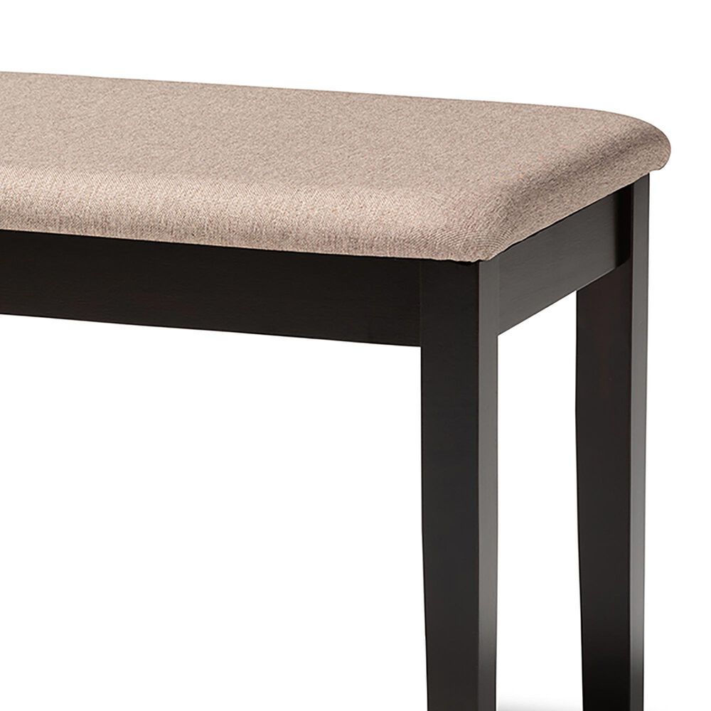 Baxton Studio Teresa Dining Bench with Sand Cushion in Dark Brown, , large
