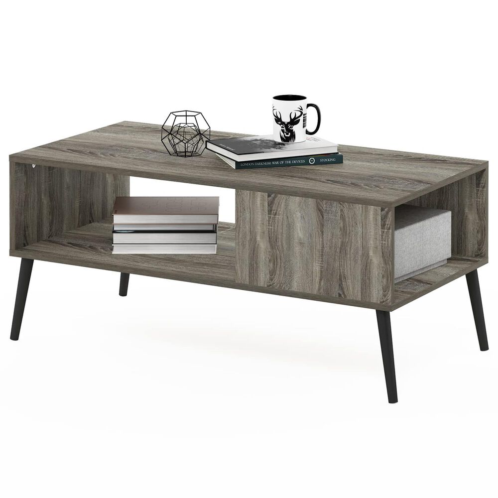 HOMLUX 2-Tier Mid-Century Modern Coffee Table in French Oak, , large