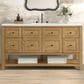 James Martin Vanities Breckenridge 60" Single Bathroom Vanity in Light Natural Oak with 3 cm White Zeus Quartz Top and Rectangular Sink, , large