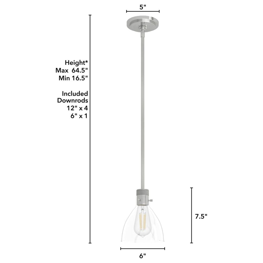 Hunter Van Nuys 1-Light Mini Pendant in Brushed Nickel, , large