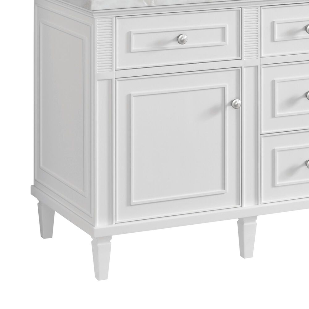 James Martin Vanities Lorelai 60" Double Bathroom Vanity in Bright White with 3 cm Ethereal Noctis Silestone Top, Rectangular Sinks and FreePower Wireless Charger, , large