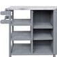Hearth and Haven Outdoor Kitchen Island Cart with Stainless Steel Top and Lockable Wheels in Gray, , large
