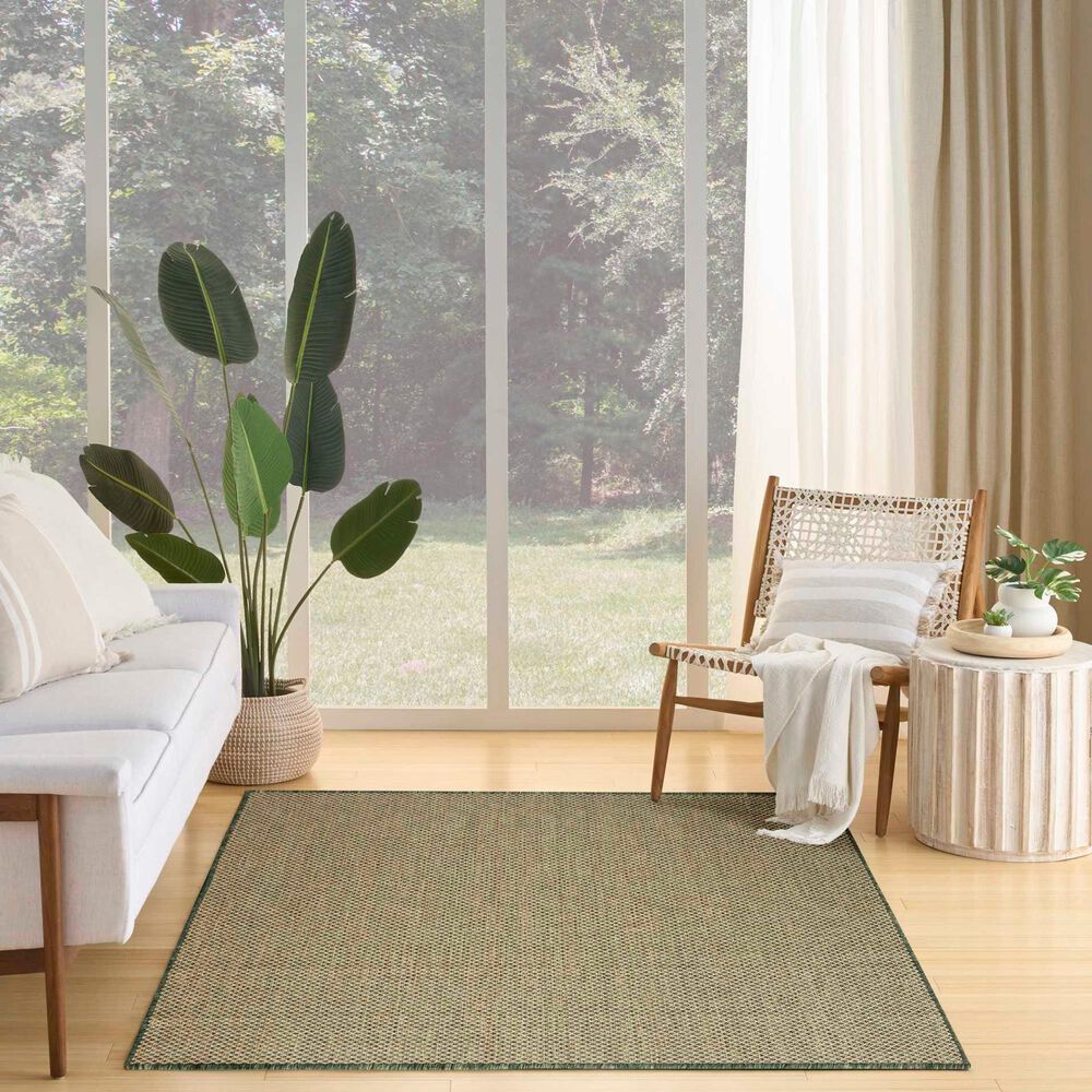 Nourison Courtyard Green 5&#39; x 7&#39; Indoor/Outdoor Area Rug, , large