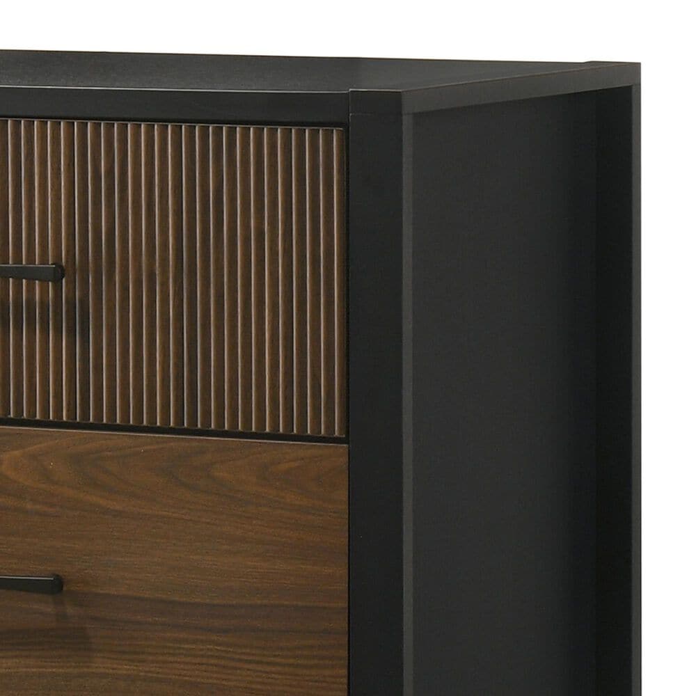 Crown Mark Nemy 4 Piece King LED Panel Bedroom Set in Brown, , large