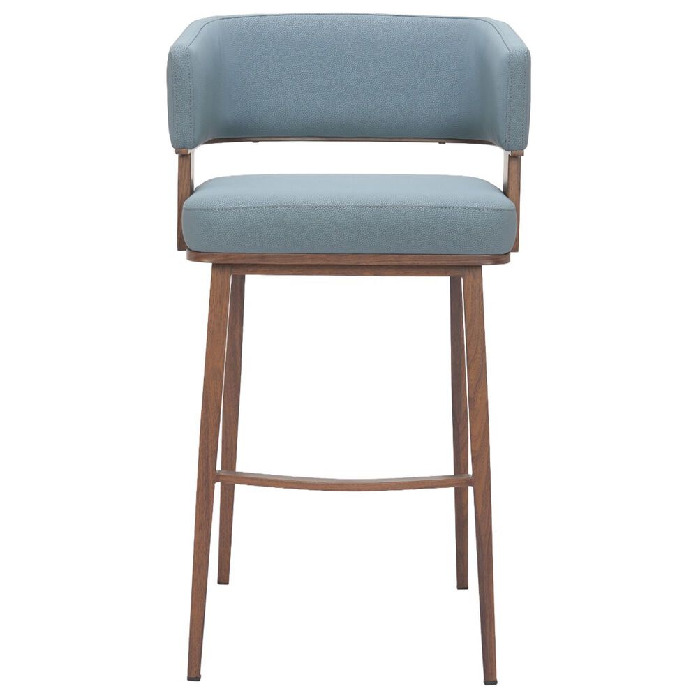 Zuo Modern Poise Barstool Azure Gray &amp; Walnut, , large