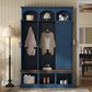 HOMLUX 5-Hook Hall Tree with 3 Hidden Storage in Blue and Walnut, , large