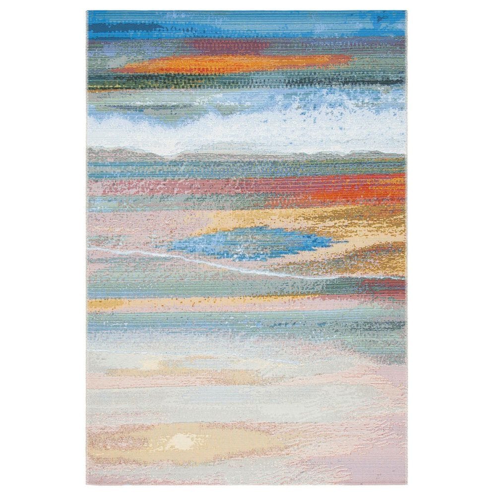 Safavieh Barbados BAR585 6"6" x 9"4" Light Blue and Pink Indoor/Outdoor Area Rug, , large