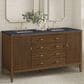 James Martin Vanities Myrrin 60" Double Vanity in Mid Century Walnut with 3 cm Charcoal Soapstone Quartz Top, , large