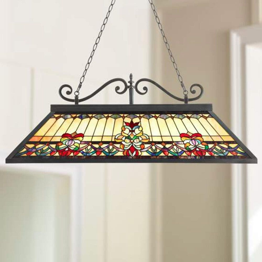 Quoizel Belle Fleur 3-Light Tiffany Island Chandelier in Vintage Bronze, , large