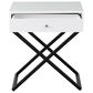 HOMLUX 1-Drawer Nightstand with Cross Base in White and Black, , large