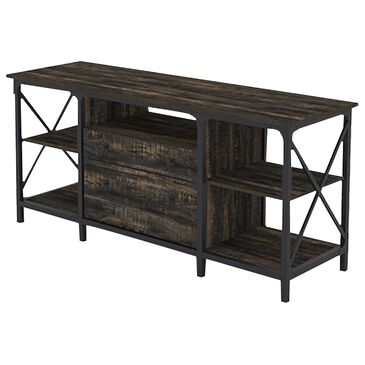 Sauder Steel River 66" Credenza with Drawers in Carbon Oak, , large