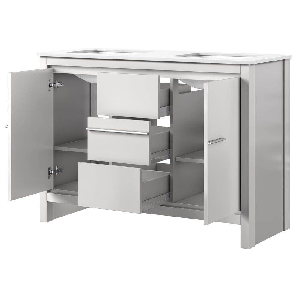 Lexora Home Lafarre 48&quot; Double Bathroom Vanity in White with 2 cm White Quartz Top and Rectangular Sinks, , large