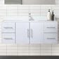 Lexora Home Geneva 48" Single Bathroom Vanity in Glossy White with 2 cm White Quartz Top and Rectangular Sink, , large