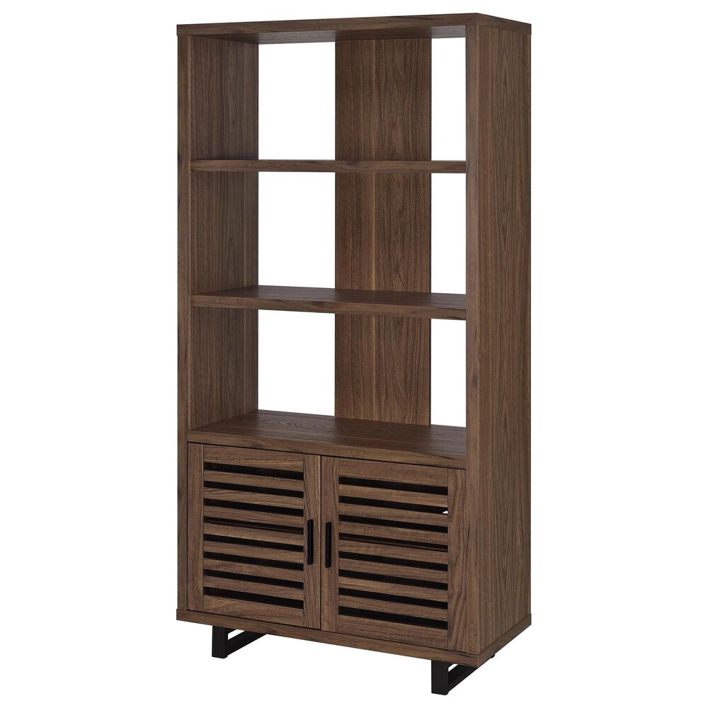 Pacific Landing Maddox 2-Piece L-desk and Bookcase Set in Black and Walnut, , large