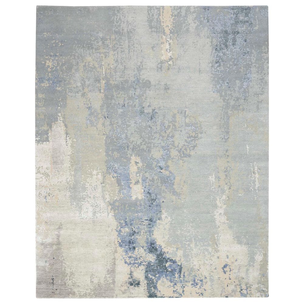 Nourison Silk Shadows 7"9" x 9"9" Blue, Grey and Ivory Area Rug, , large