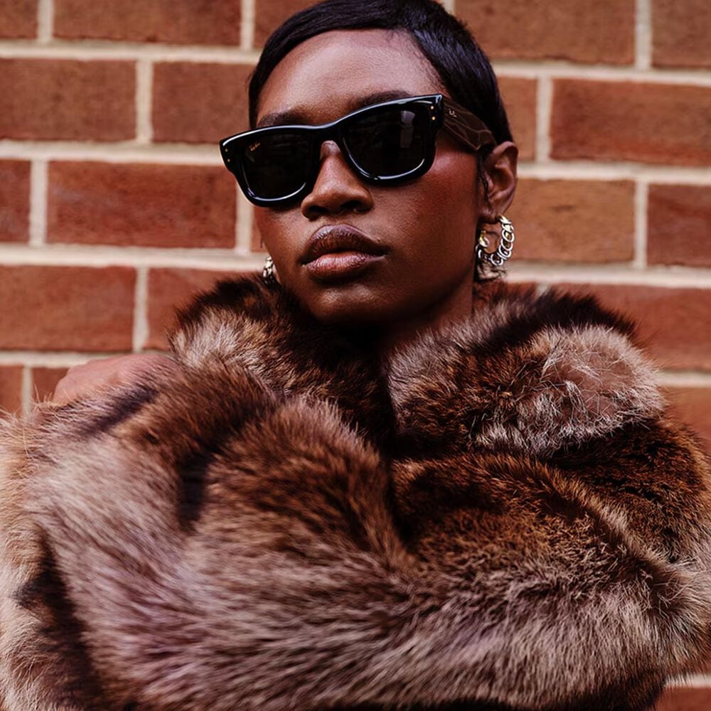 Rayban Glasses A$AP Rocky Wayfarer Puffer Sunglasses with Ultra Black Lenses in Polished Black, , large