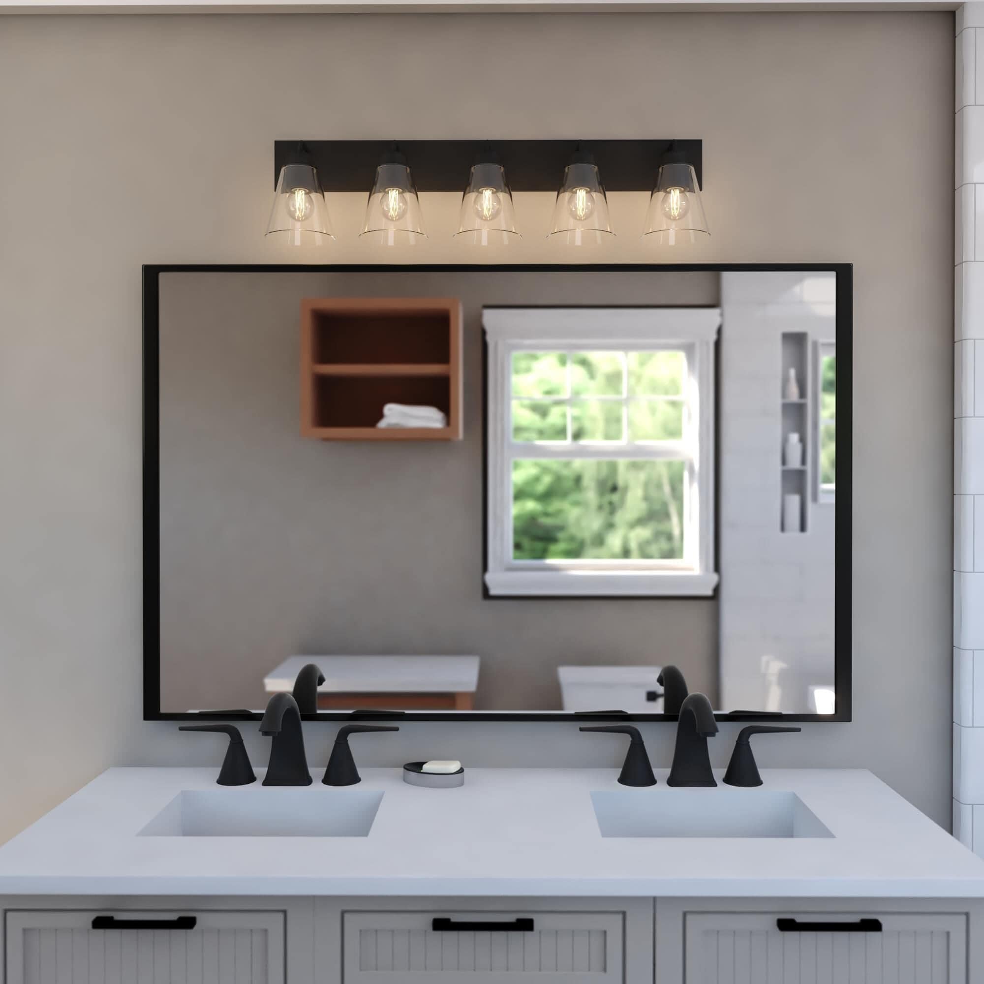 Vaxcel Lowell 5-Light Bathroom Vanity in Matte Black