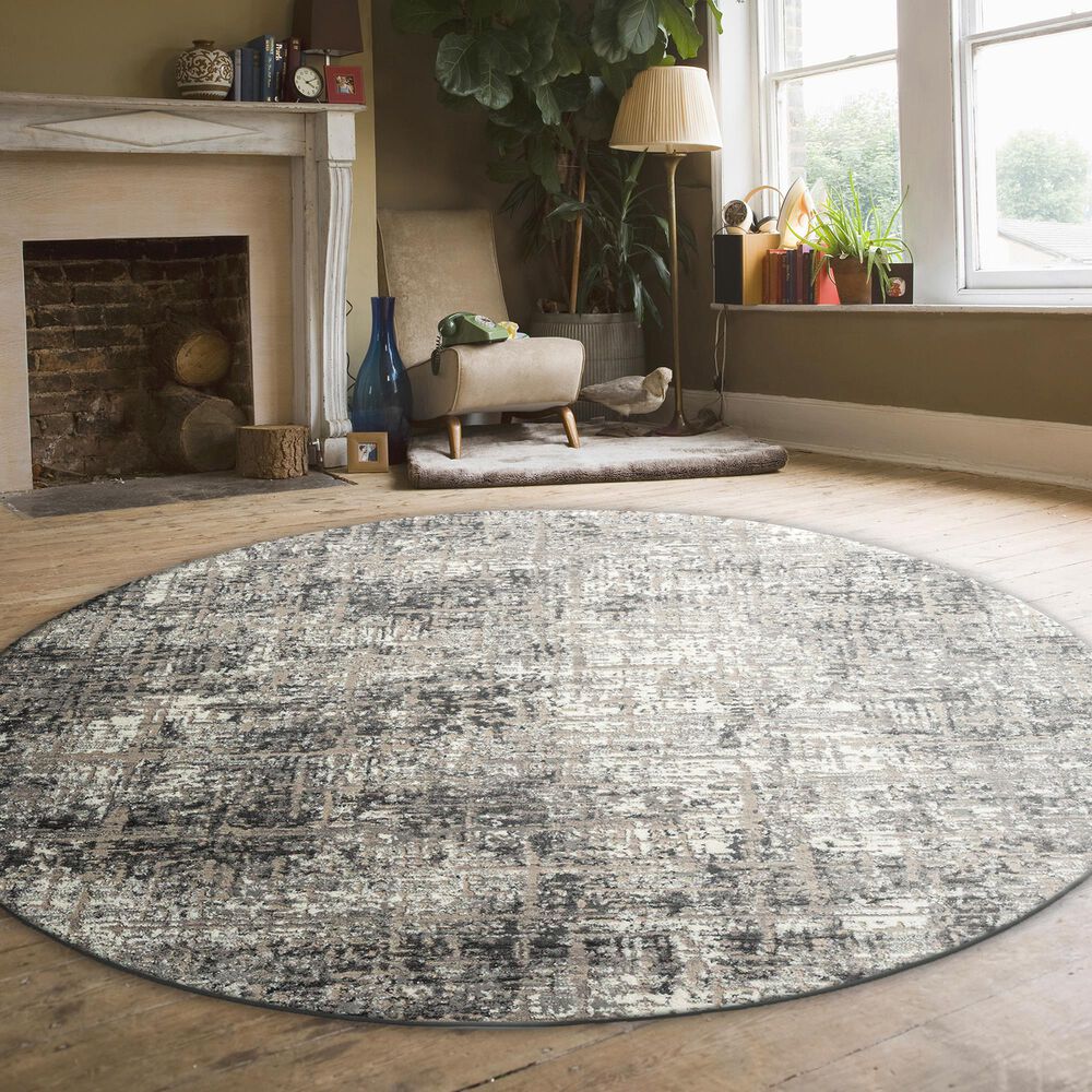 Radici USA Livigno Transitional 5&#39;3&quot; Round Grey Area Rug, , large