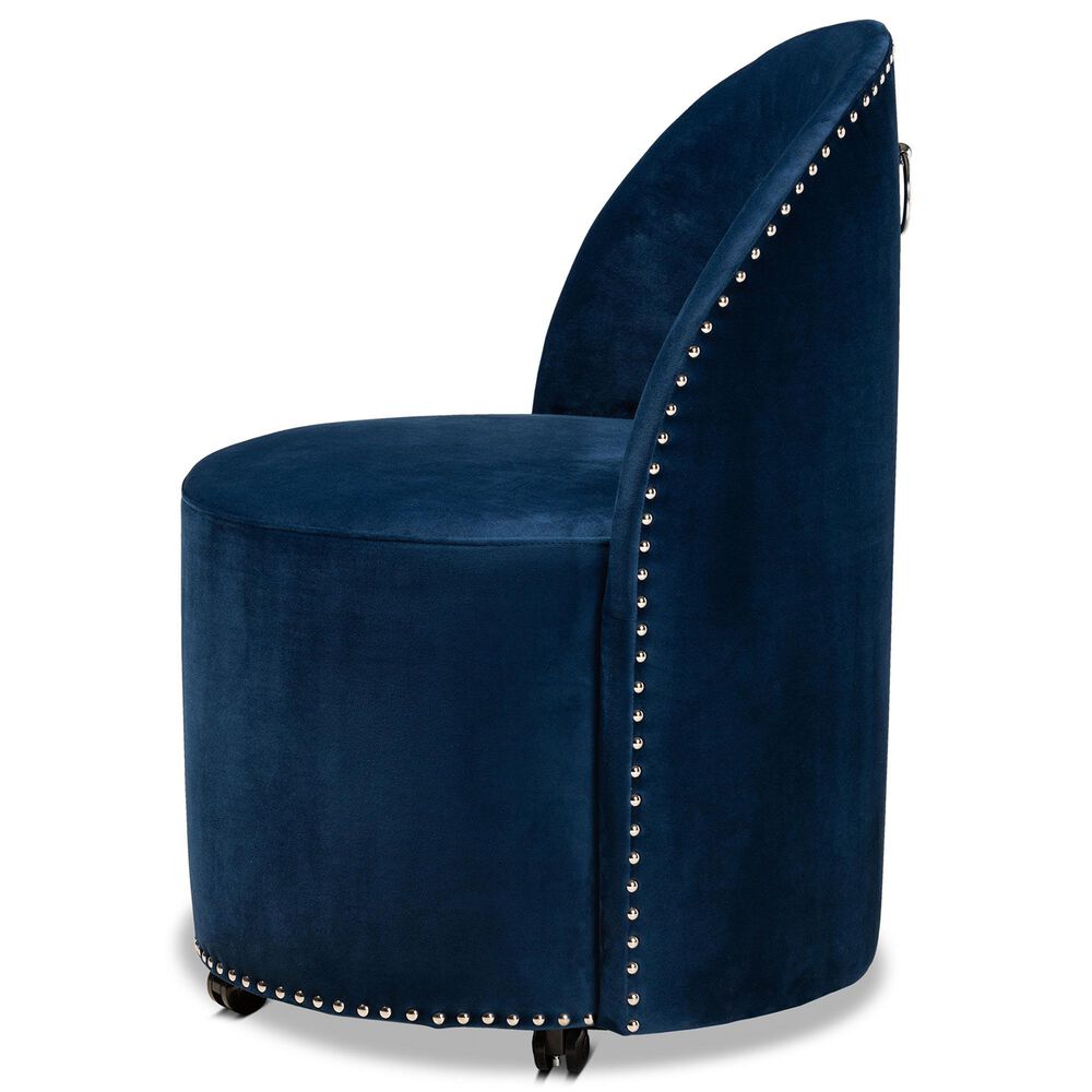Baxton Studio Bethel Accent Chair in Navy Blue, , large