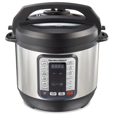 Hamilton Beach 8-Quart QuikCook Pressure Cooker in Black and Stainless Steel, , large