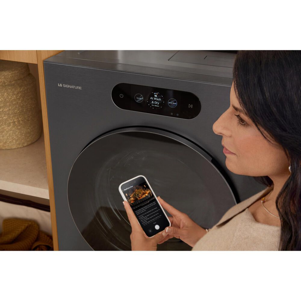 LG Studio 5.8 Cu. Ft. Smart Front Load All-In-One Washer and Dryer Combo in Brushed Black Steel, , large