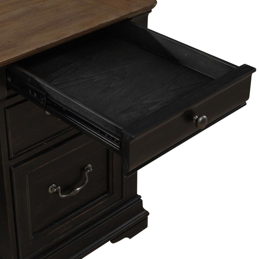 Liberty Furniture Meritage Junior Executive Desk in Aged Charcoal and Caramel, , large