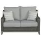 Ashley Elite Park Stationary Patio Loveseat with Cushion in Gray, , large