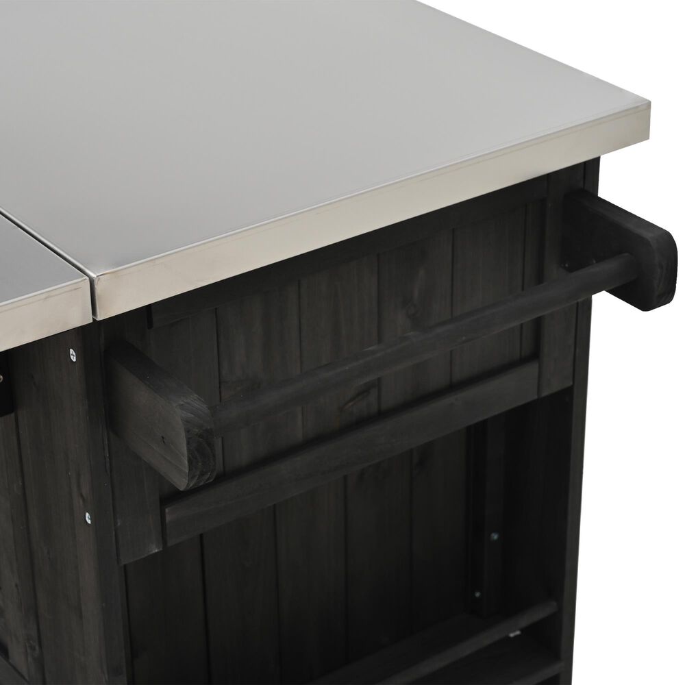 Hearth and Haven Outdoor Kitchen Island with Stainless Steel Top in Black, , large