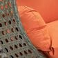 Leisuremod 57" Patio 2-Seat Hanging Egg Swing Chair with Orange Cushion in Beige, , large