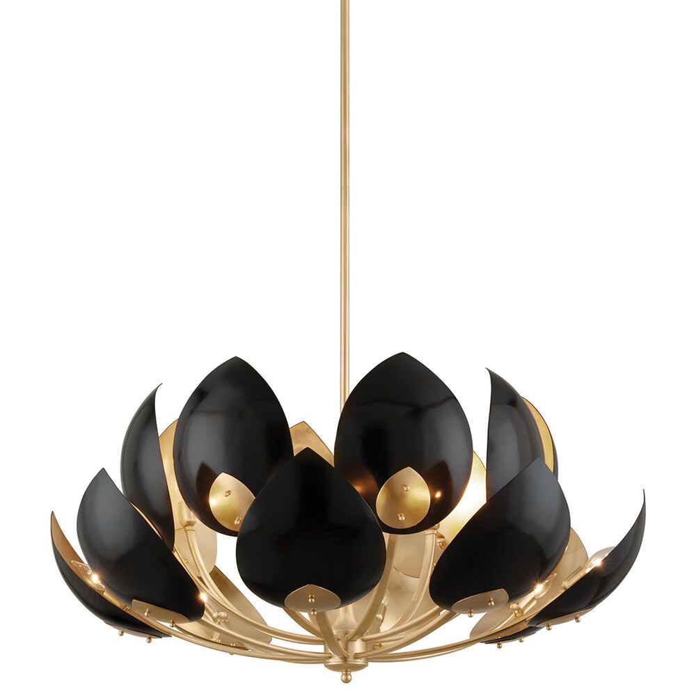 Hudson Valley Lighting Lotus 16-Light Chandelier with Black Shade in Gold Leaf, , large
