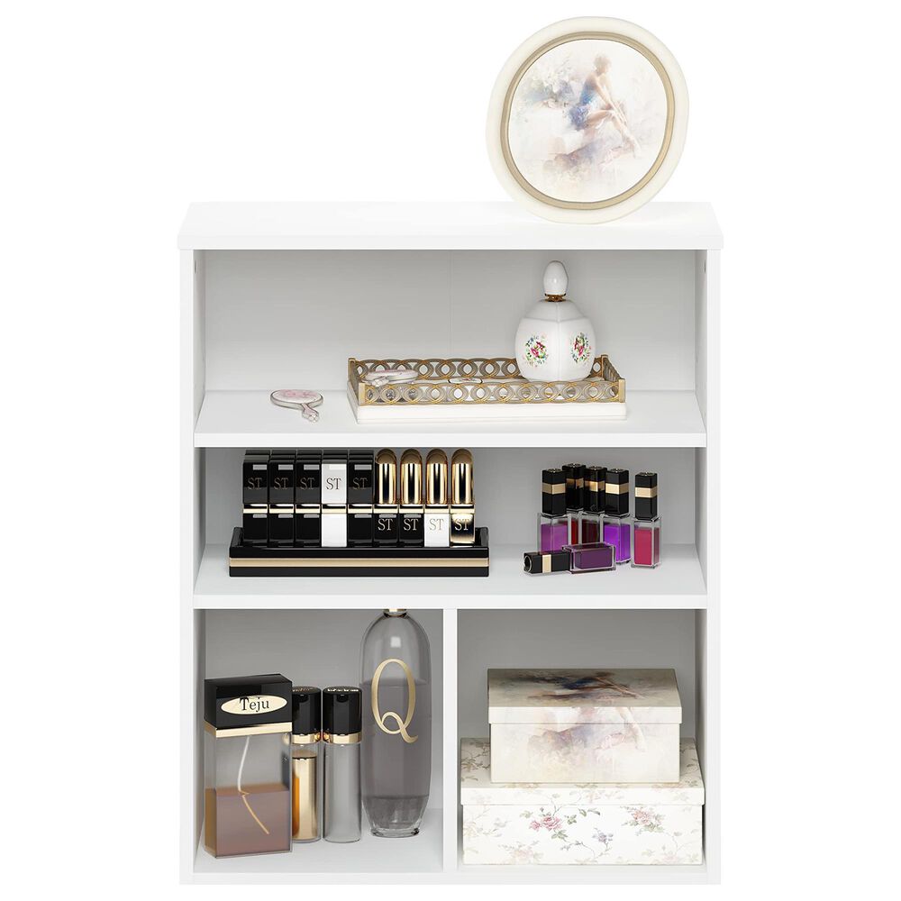 HOMLUX 3-Tier Display Bookcase with Adjustable Shelves in White, , large