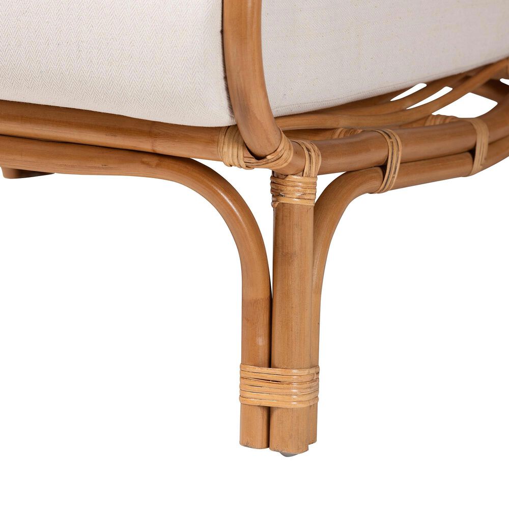 Baxton Studio Helina Accent Chair with Light Honey Rattan in White, , large
