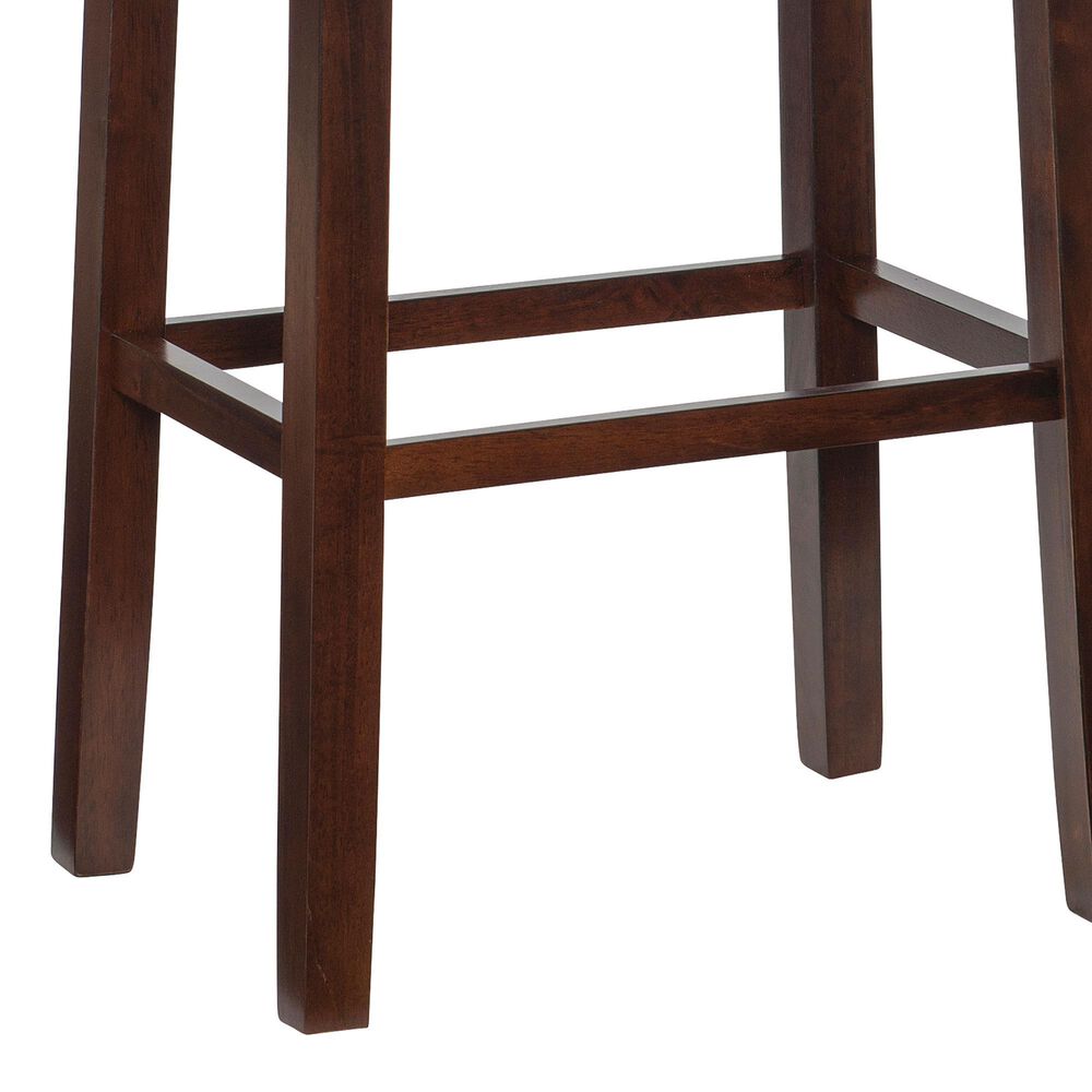 Linon Home Decor Claridge Bar Stool with Red Cushion in Rich Brown, , large