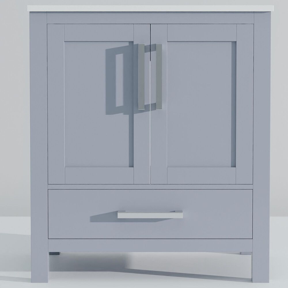 Lexora Home Jacques 30&quot; Single Bathroom Vanity in Dark Grey with 2 cm White Cultured Marble Top and Rectangular Sink, , large