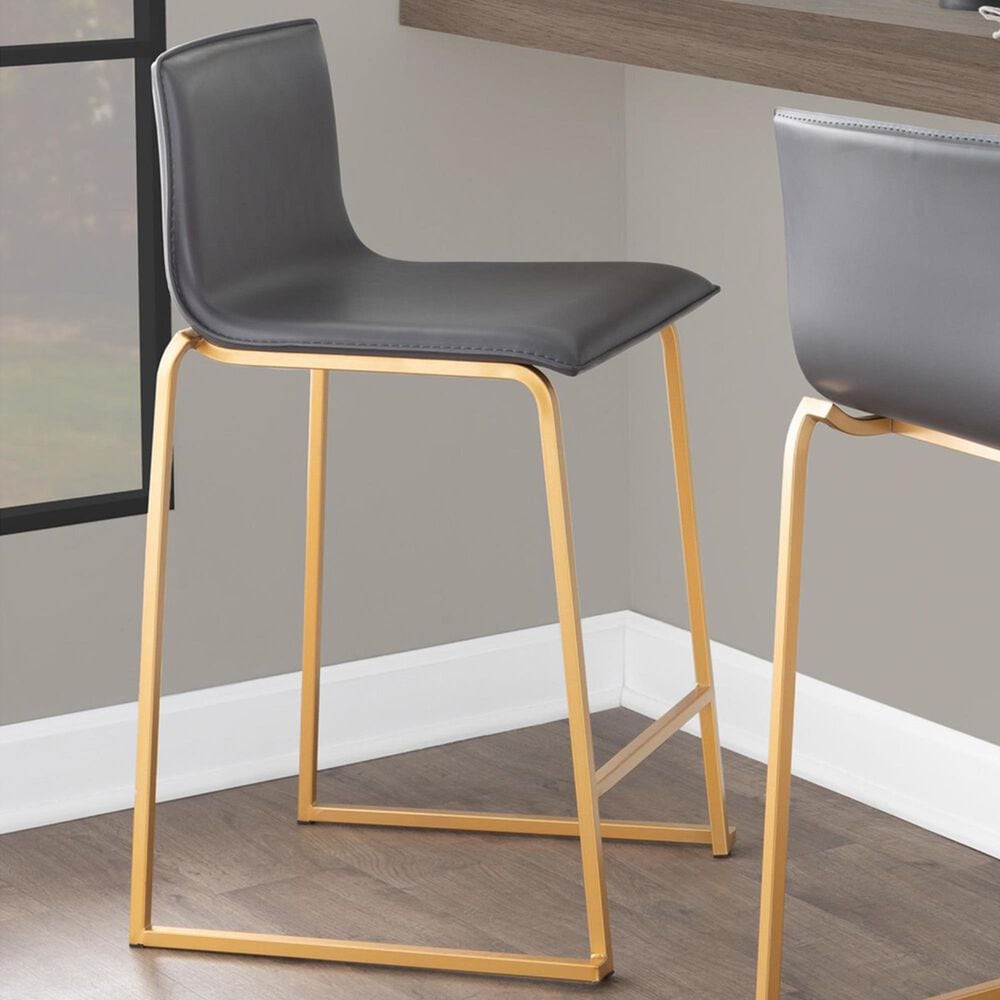 Lumisource Mara Counter Stool with Grey Cushion in Gold &#40;Set of 2&#41;, , large