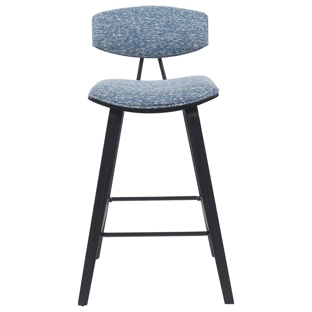 Armen Living Fox Counter Height Stool with Speckled Blue Upholstery in Black Brushed, , large