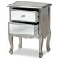 Baxton Studio Leonie 2-Drawer Nightstand in Silver/Mirror, , large