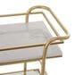Maple and Jade 3-Shelf Bar Cart with Handle in Satin Gold and White Marble, , large