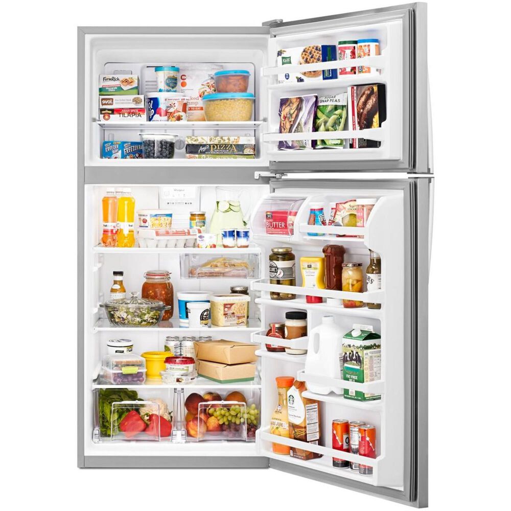 Whirlpool 18 Cu. Ft. Top Freezer Refrigerator with Flexi Slide Bin in Monochromatic Stainless Steel, , large