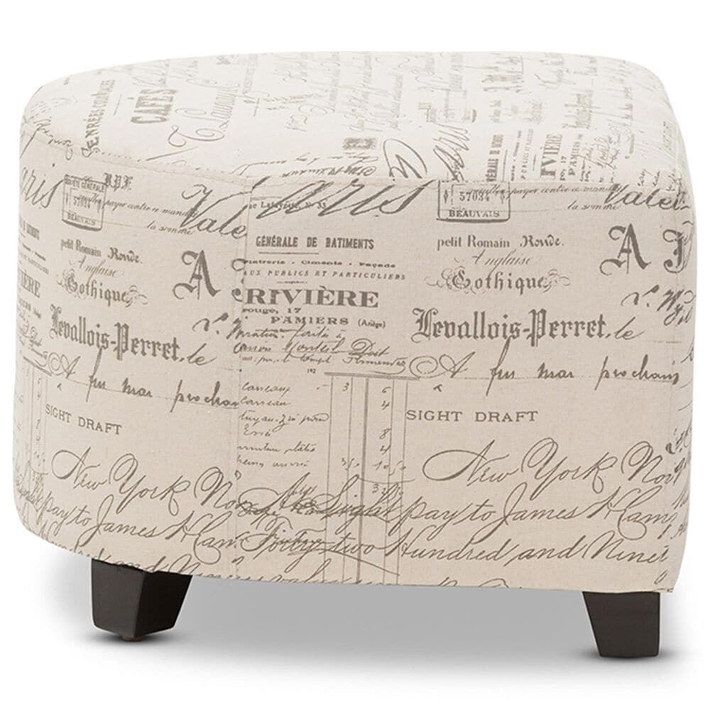 Baxton Studio Benson Club Chair and Ottoman Set with Beige Cushion in Coffee, , large