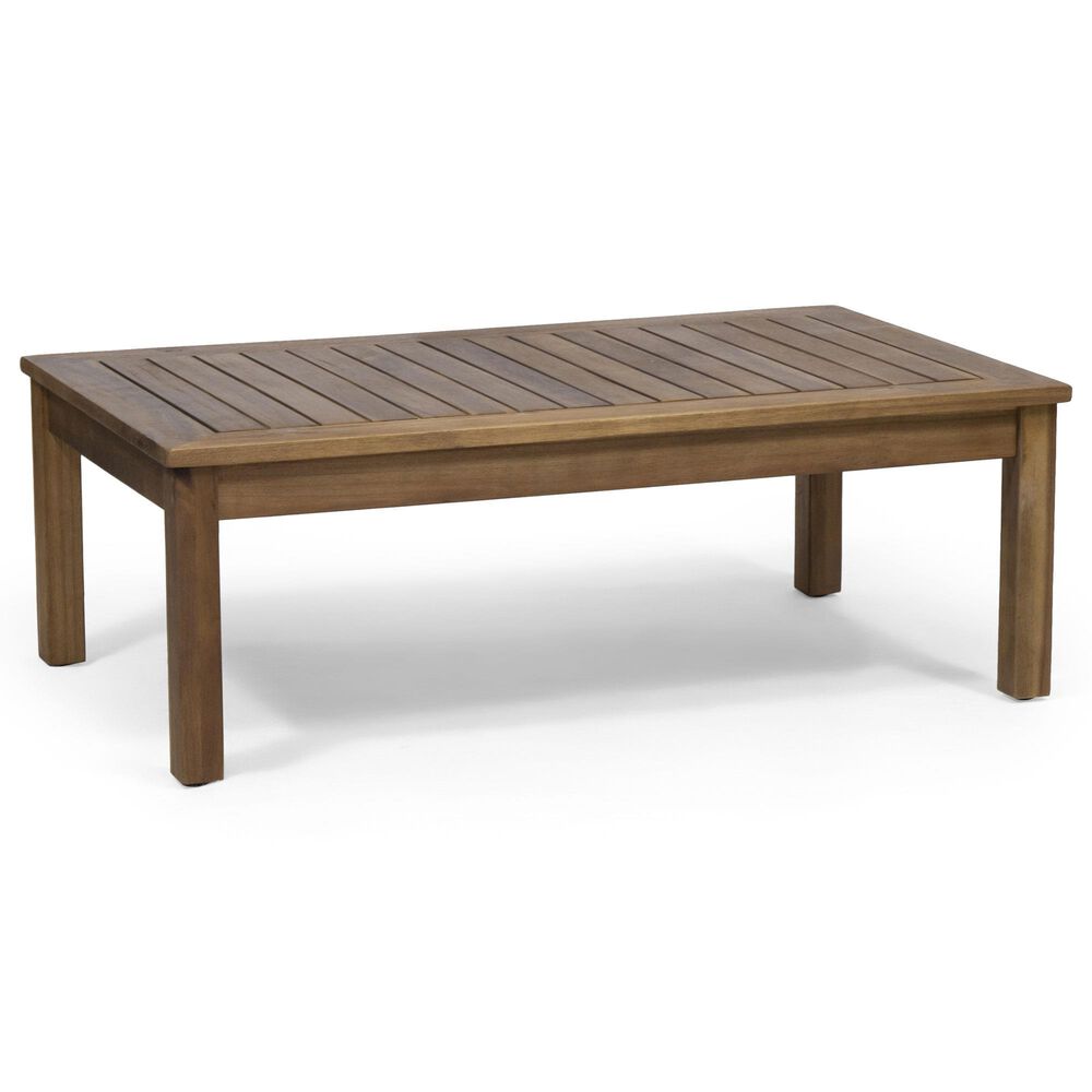 Hearth and Haven Laurel 2-Piece Patio Conversation Set with Gray Cushion in Teak, , large
