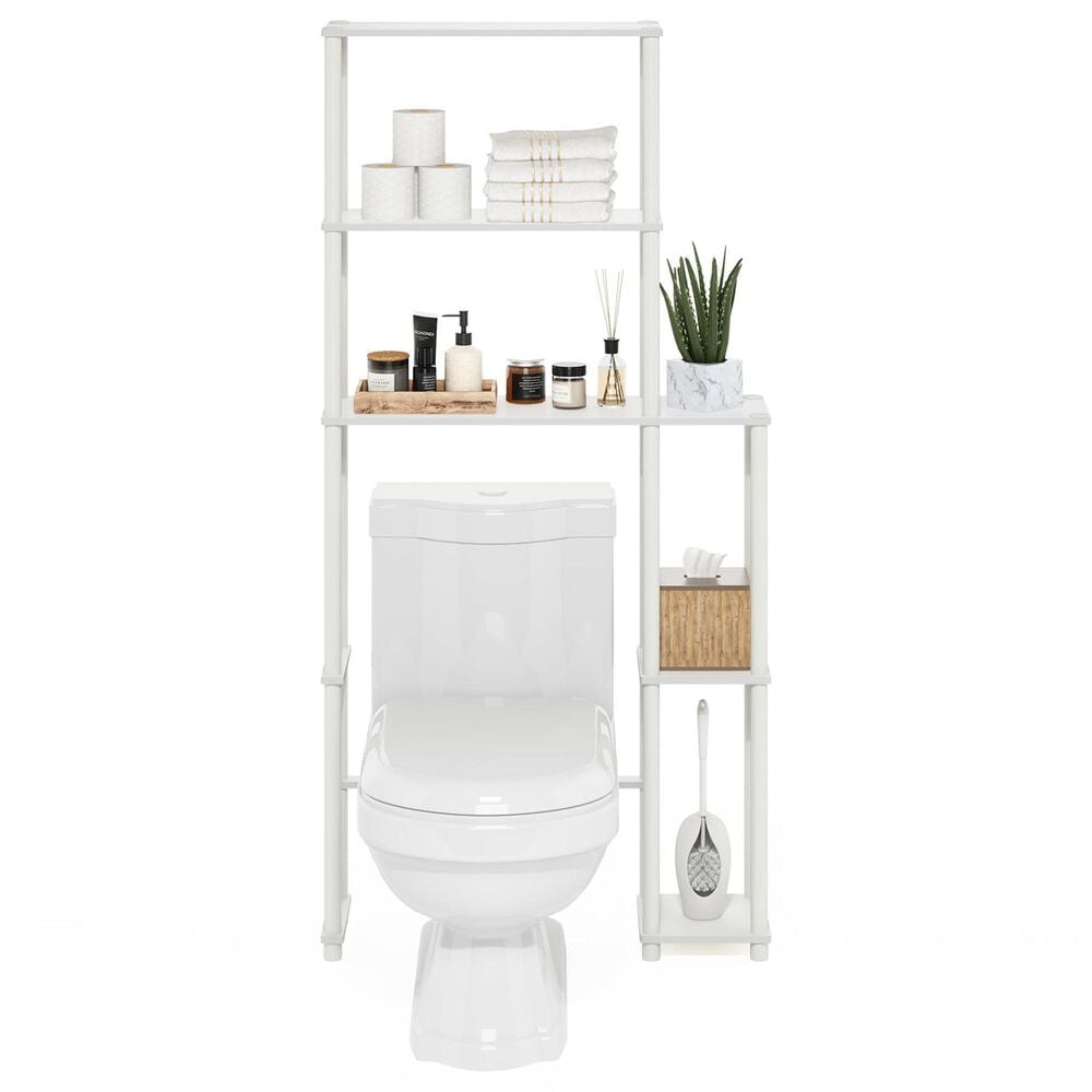 HOMLUX Turn-N-Tube 5-Shelf Toilet Space Saver in White, , large