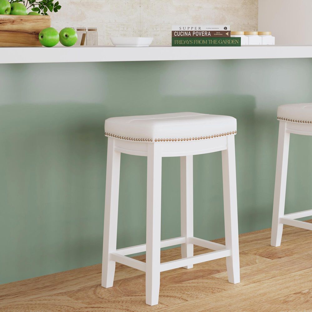 Linon Home Decor Claridge Counter Stool in White, , large