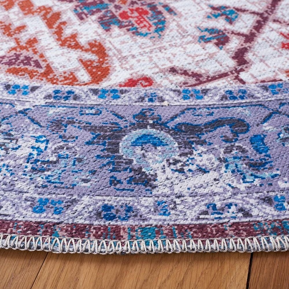 Safavieh Serapi  6&#39;7&quot; Round Rust and Blue Area Rug, , large