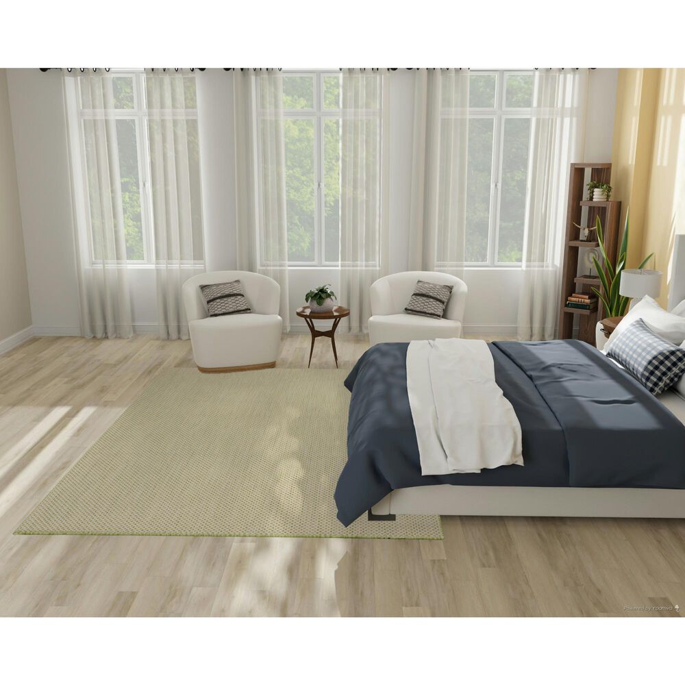 Nourison Courtyard Ivory and Green 6&#39; x 9&#39; Indoor/Outdoor Area Rug, , large