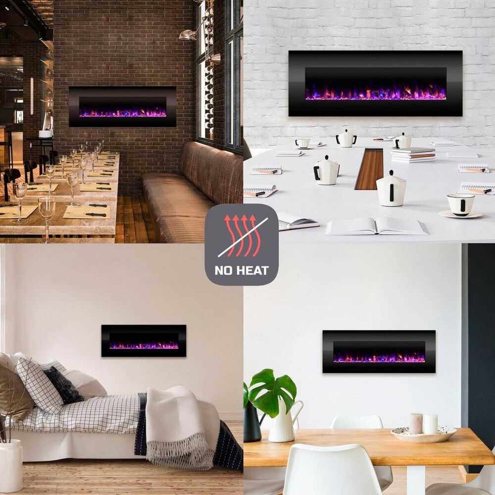 Timberlake Northwest 54&quot; NO HEAT Wall Mount Electric Fireplace in Black, , large